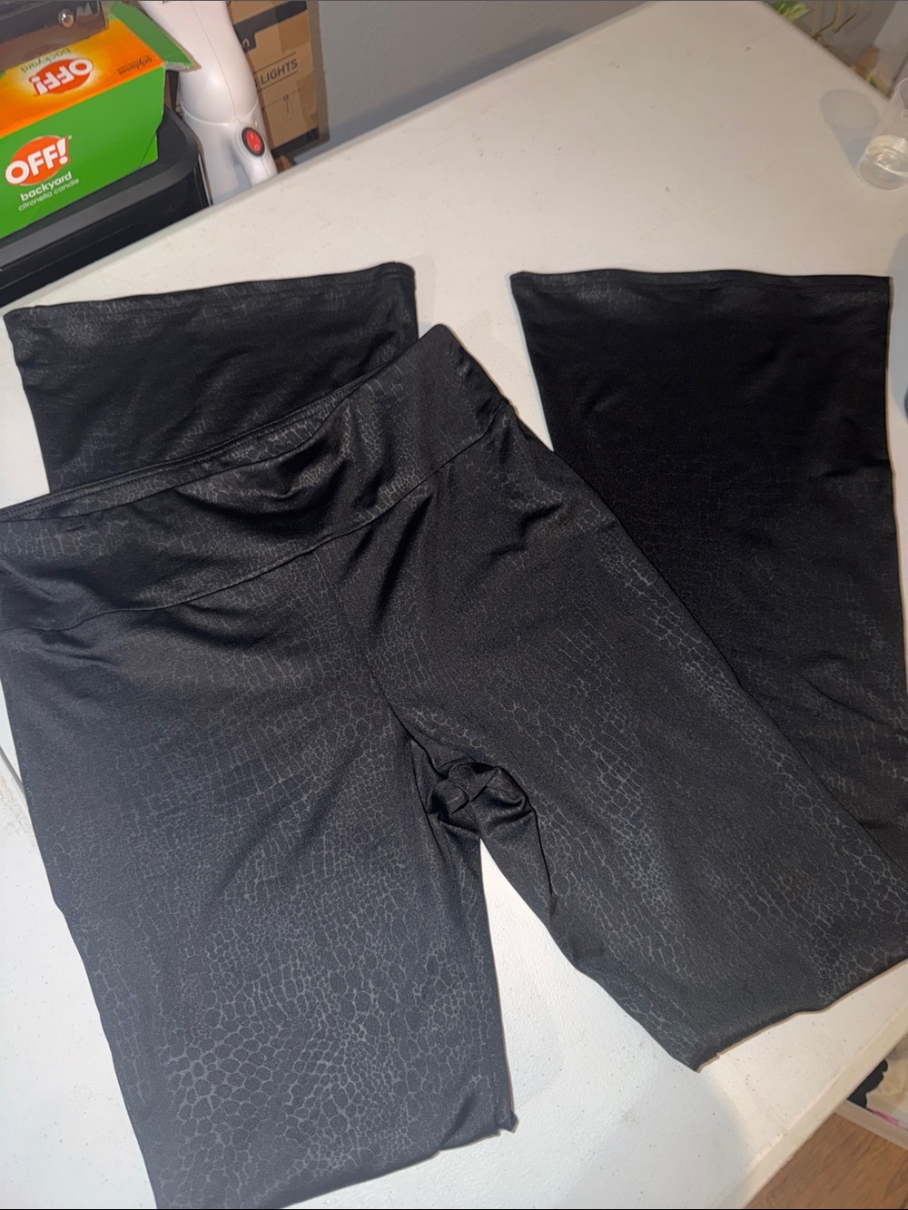 No Boundaries Black Textured Fold-Over Waist Leggings
